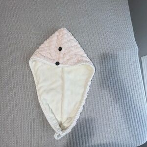 Soft Pink and Cream womens Hooded Hair Towel Wrap new xtra long